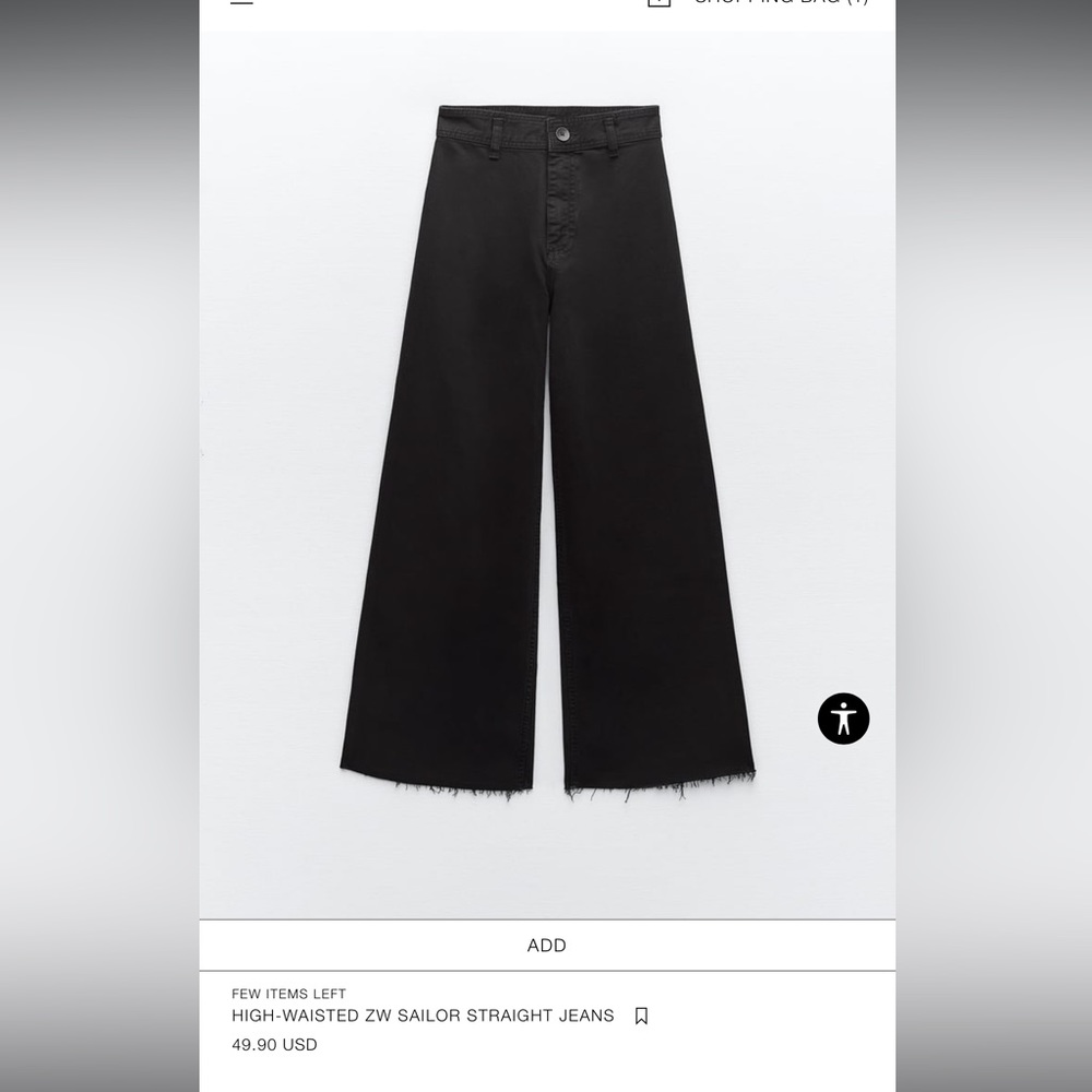 NWT: Zara HIGH-WAISTED ZW SAILOR STRAIGHT JEANS